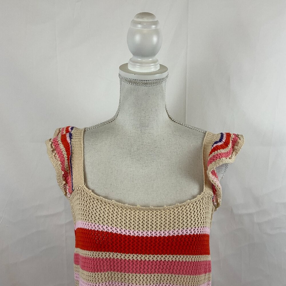 Rails Semi-Open Weave June Tan Multi-Stripe Dress… - image 2